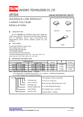 UR133AL-18-AA-C-R Datasheet PDF Unisonic Technologies