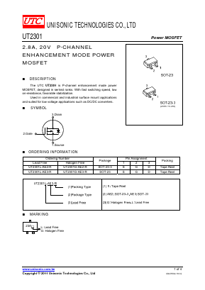 UT2301G-AE3-R Datasheet PDF Unisonic Technologies