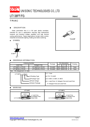 UT138FF-6 Datasheet PDF Unisonic Technologies