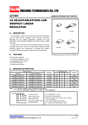 UZ1085-15-TQ3-A-R Datasheet PDF Unisonic Technologies