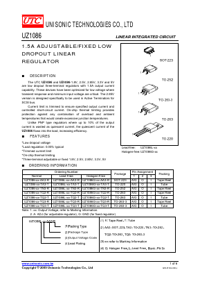 UZ1086-50-AA3-T Datasheet PDF Unisonic Technologies