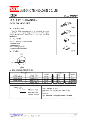15N06G-TF3-T Datasheet PDF Unisonic Technologies