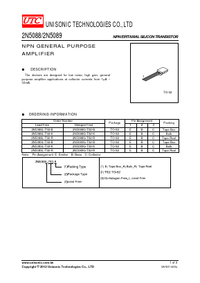 2N5089 Datasheet PDF Unisonic Technologies