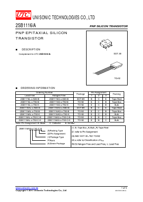2SB1116AL-X-T92-C-B Datasheet PDF Unisonic Technologies