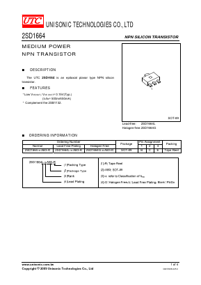 2SD1664L-P-AB3-R Datasheet PDF Unisonic Technologies