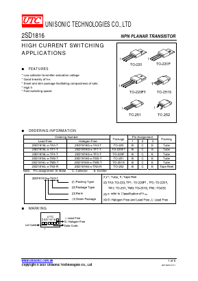 D1816 Datasheet PDF Unisonic Technologies