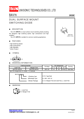 BAV70 Datasheet PDF Unisonic Technologies