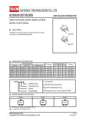 BC857-B-AL3-R Datasheet PDF Unisonic Technologies