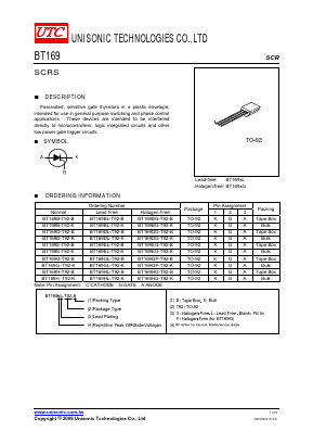 BT169 Datasheet PDF Unisonic Technologies