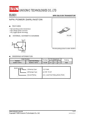 BU931-T3P-K Datasheet PDF Unisonic Technologies