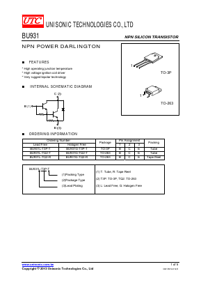 BU931L-T3P-T Datasheet PDF Unisonic Technologies