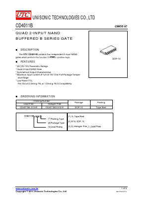 CD4011B Datasheet PDF Unisonic Technologies