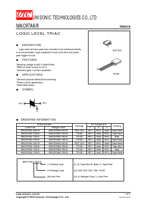 MAC97A6-T92-K Datasheet PDF Unisonic Technologies