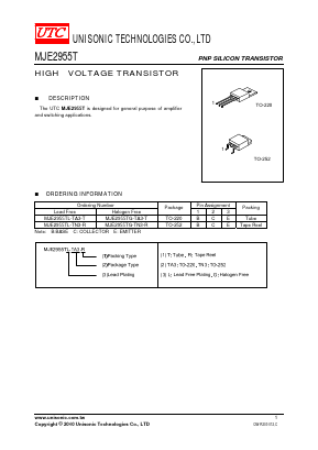 MJE2955TL-TA3-T Datasheet PDF Unisonic Technologies