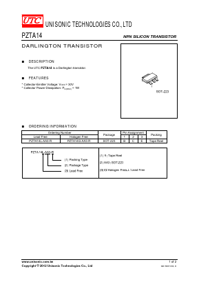 PZTA14 Datasheet PDF Unisonic Technologies