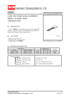 HE8051-E-T92-K Datasheet PDF Unisonic Technologies