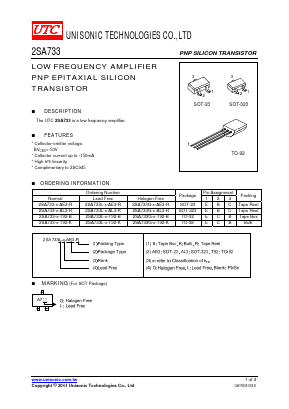 2SA733-R-AE3-R Datasheet PDF Unisonic Technologies