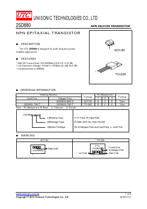 2SD880 Datasheet PDF Unisonic Technologies