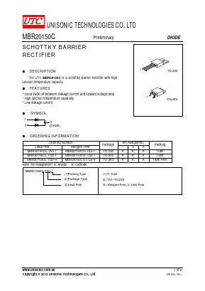 MBR20150C Datasheet PDF Unisonic Technologies