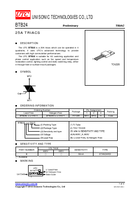 BTB24G-6-B-TA3-T Datasheet PDF Unisonic Technologies