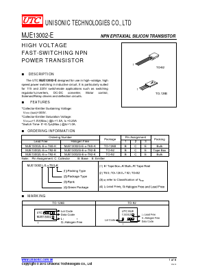 MJE13002G-E-X-T6S-K Datasheet PDF Unisonic Technologies