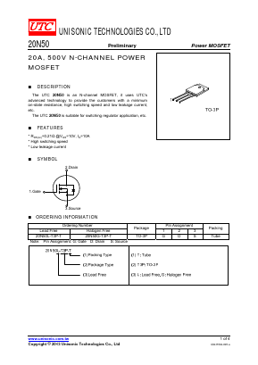 20N50 Datasheet PDF Unisonic Technologies