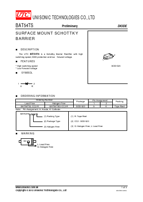 BAT54TS Datasheet PDF Unisonic Technologies