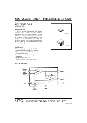 MC34119 Datasheet PDF Unisonic Technologies