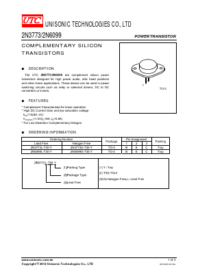 2N3773G-T30-Y Datasheet PDF Unisonic Technologies
