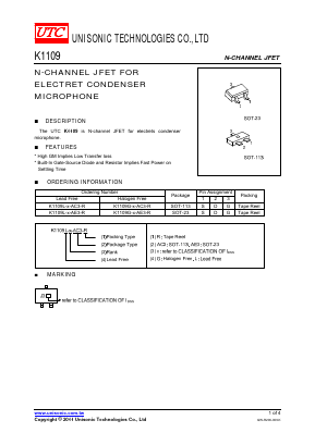 K1109L-J33-AE3-R Datasheet PDF Unisonic Technologies
