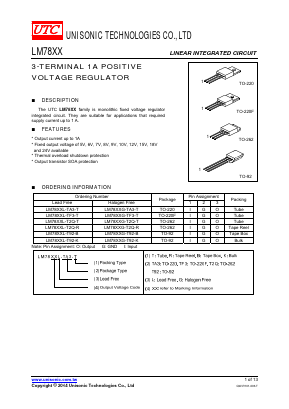 LM7818L-T92-R Datasheet PDF Unisonic Technologies