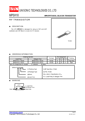MPSH10G-C-T92-B Datasheet PDF Unisonic Technologies