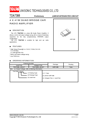 TDA7388 Datasheet PDF Unisonic Technologies