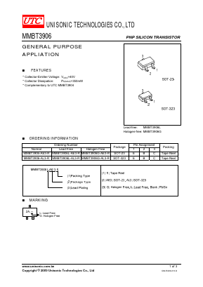 MMBT3906-AE3-R Datasheet PDF Unisonic Technologies