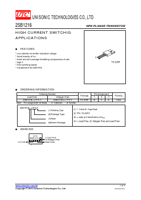 2SB1216G-R-TF3-T Datasheet PDF Unisonic Technologies