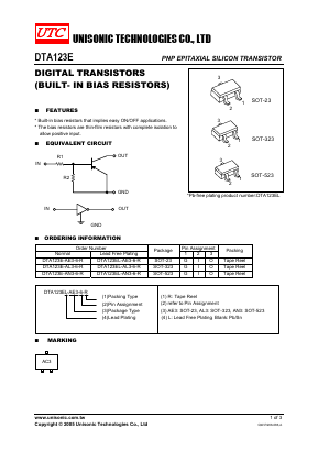 DTA123EL-AN3-6-R Datasheet PDF Unisonic Technologies