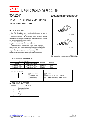 TDA2030A Datasheet PDF Unisonic Technologies
