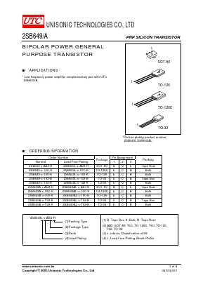 2SB649L-D-T92-B Datasheet PDF Unisonic Technologies