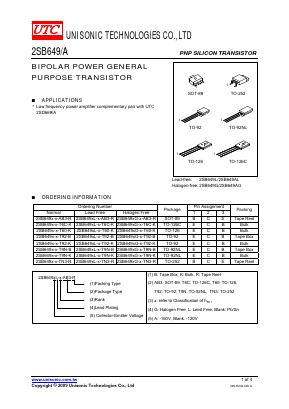 2SB649A-C-T6C-R Datasheet PDF Unisonic Technologies