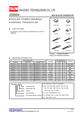 2SD669AL-X-T60-B Datasheet PDF Unisonic Technologies
