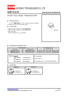 MMBTA42L-AE3-R Datasheet PDF Unisonic Technologies