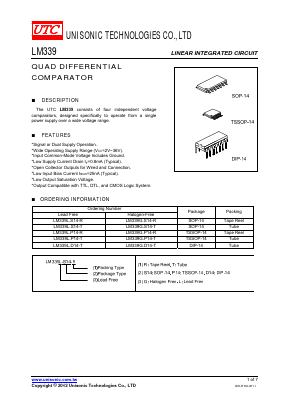 LM339L-P14-R Datasheet PDF Unisonic Technologies