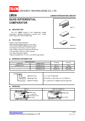 LM339G-S14-T Datasheet PDF Unisonic Technologies