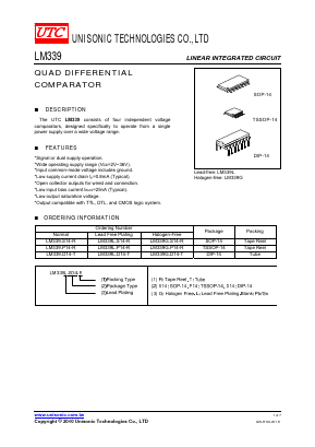LM339L-S14-R Datasheet PDF Unisonic Technologies