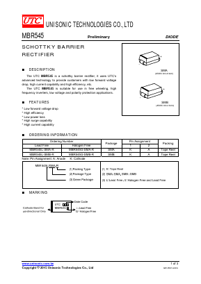 MBR545 Datasheet PDF Unisonic Technologies