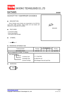 BAT54WS Datasheet PDF Unisonic Technologies