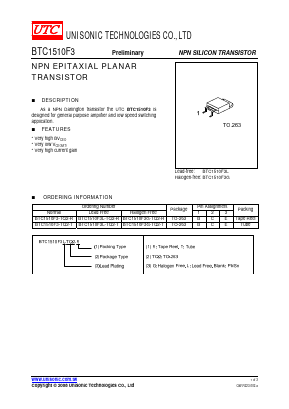 BTC1510F3 Datasheet PDF Unisonic Technologies
