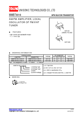 MMBT9018G-X-AE3-R Datasheet PDF Unisonic Technologies