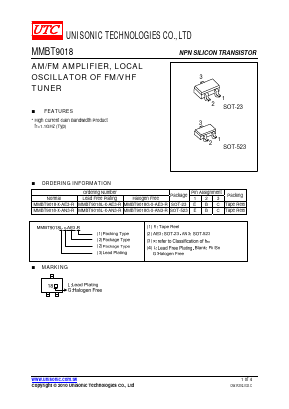 MMBT9018G-X-AN3-R Datasheet PDF Unisonic Technologies