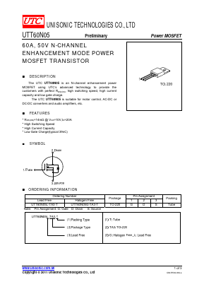 UTT60N05L-TA3-T Datasheet PDF Unisonic Technologies